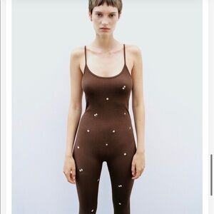 Zara seamless embroidery jumpsuit NEW